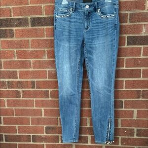 White House Black Market Blue Ankle Crop Jeans with Side Zip